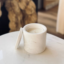 Load image into Gallery viewer, white marble vessel w/candle