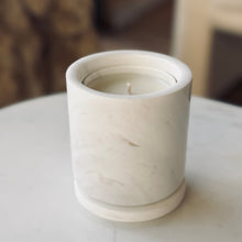 Load image into Gallery viewer, white marble vessel w/candle