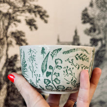 Load image into Gallery viewer, green and cream botanical bowl

