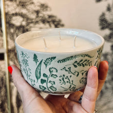 Load image into Gallery viewer, green and cream botanical bowl
