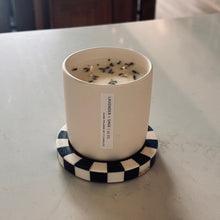 Load image into Gallery viewer, black and white checkered candle coaster
