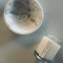 Load image into Gallery viewer, Marble-patterned bowl and small container on a light gray surface
