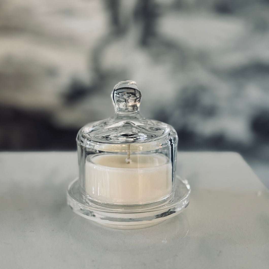 glass butter dish cloche candle