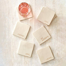 Load image into Gallery viewer, Ceramic Coasters - Joy, Love, Drink, Be Merry
